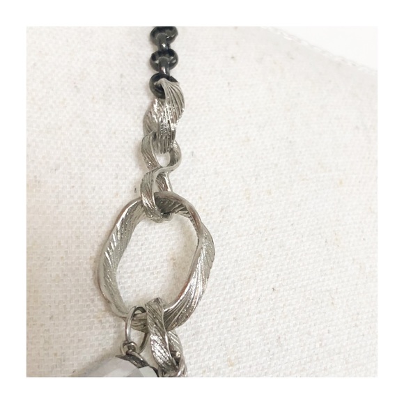 SIMPLY VERA WANG Gun Metal & Silver tone Multilayered Chain Jeweled Necklace - Picture 11 of 15